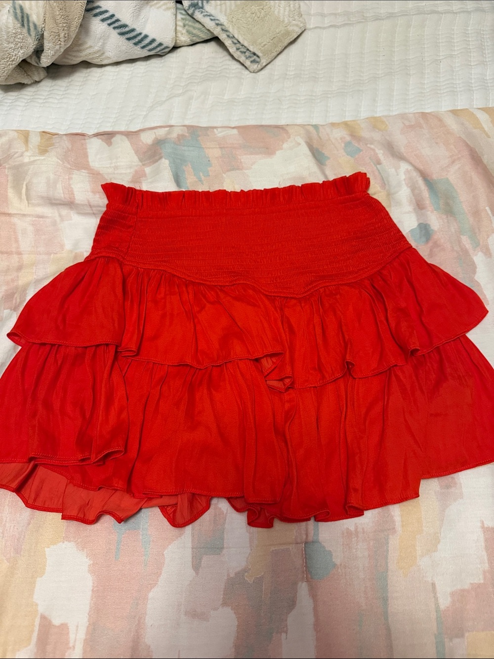 Red Tiered Ruffle Mini Skirt - Unbranded